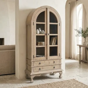 Buy Blue City Decor Heritage Haven Glass Display Cabinet | Cabinet | Wooden Sideboard | Wooden Cabinet Sideboard | Storage Cabinet | Living Room Furniture | Solid Wood Furniture | Blue City Decor
