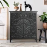 Blue City Decor Midnight Bloom Carved Storage Cabinet - Image 2