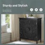 Blue City Decor Midnight Bloom Carved Storage Cabinet - Image 6