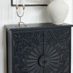 Blue City Decor Midnight Bloom Carved Storage Cabinet - Image 3