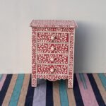 Blue City Decor Vintage Floral Inlay Nightstand - Image 2