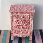 Blue City Decor Vintage Floral Inlay Nightstand - Image 3