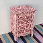Blue City Decor Vintage Floral Inlay Nightstand - Image 4