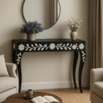 Buy Blue City Decor Black Orchid Bone Inlay Console Table | Console Table | Bone Inlay Console Table | Living Room Furniture | Entryway Table | Bone Inlay Furniture | Solid Wood Furniture | Blue City Decor