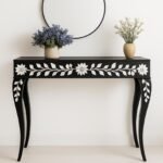 Blue City Decor Black Orchid Bone Inlay Console Table - Image 2