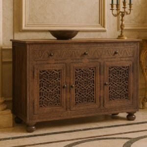Buy Blue City Decor Vintage Carved Wooden Sideboard | Cabinet | Wooden Sideboard | Wooden Cabinet Sideboard | Storage Cabinet | Living Room Furniture | Solid Wood Furniture | Blue City Decor