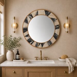Buy Blue City Decor Infinity Bone Inlay Mirror | Mirror Frame | Bone Inlay Mirror Frame | Wall Decor | Bone Inlay Wall Decor | Bedroom Furniture | Living Room Furniture | Solid Wood Furniture