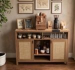 Buy Blue City Decor Café Haven Rattan Bar Cabinet | Cabinet | Wooden Sideboard | Wooden Cabinet Sideboard | Storage Cabinet | Living Room Furniture | Solid Wood Furniture | Blue City Decor