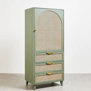 Buy Blue City Decor Arched Cane Storage Wardrobe | Wardrobe | Wooden Wardrobe | Rattan Wardrobe | Almirah | Wooden Almirah | Cabinet | Storage Unit | Bedroom Furniture | Solid Wood Furniture | Blue City Decor